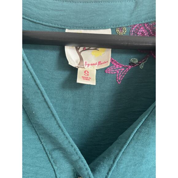 Fig and Flower Embroidered Teal Boho Tiered Midi Dress – Women’s Small – NWT - Picture 4 of 7